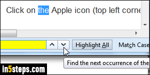Find text on web page in Firefox - Step 6