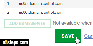 Change GoDaddy nameservers - Step 5