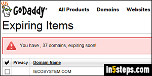 Check GoDaddy domain expiration date - Step 1