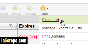 Download GoDaddy domains to CSV - Step 2