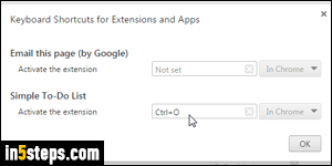 Assign keyboard shortcut to Chrome extension - Step 4