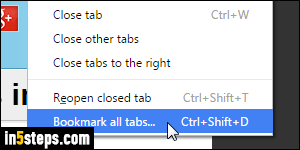 Bookmark all tabs in Chrome - Step 2
