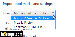Import bookmark file into Chrome - Step 1