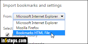 Import bookmark file into Chrome - Step 4