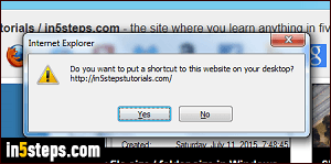 Save IE shortcut to desktop - Step 3