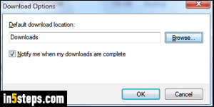 Change download location in IE - Step 4