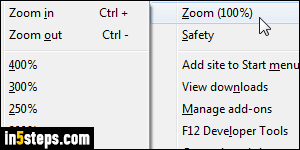 Change zoom in IE - Step 2