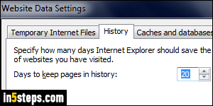 Clear IE browsing history cache - Step 3