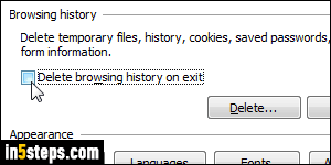 Clear IE browsing history cache - Step 6