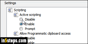 Enable/disable JavaScript in IE - Step 4