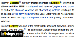 Find text on web page in IE - Step 1