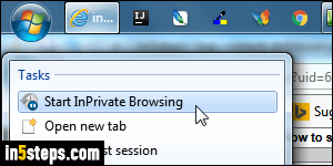 Launch private browsing in IE - Step 2