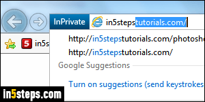 Launch private browsing in IE - Step 5