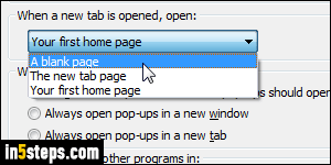 Set IE homepage / new tab to blank page - Step 4