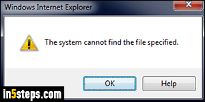 System cannot find the file specified - Step 1