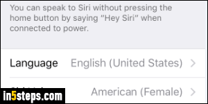 Change Siri language - Step 4