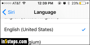 Change Siri language - Step 5