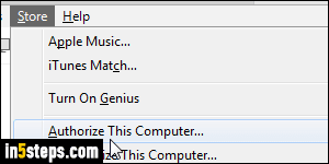 Authorize computer for iTunes - Step 2
