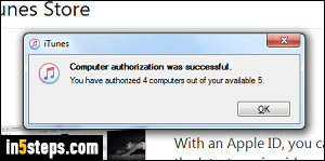 Authorize computer for iTunes - Step 4