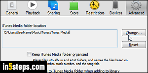 Change iTunes library location - Step 5
