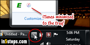 Minimize iTunes to tray - Step 5