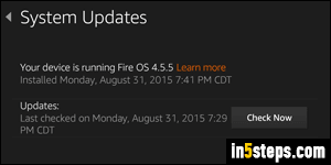 Check for software updates on Kindle Fire tablet - Step 4