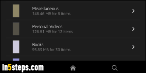 Check storage space left on Kindle Fire - Step 1
