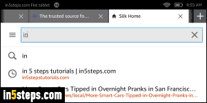 View browsing history in Silk browser - Step 1