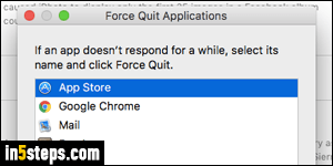 Force quit app in Mac OS X - Step 3