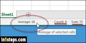 Calculate average of numbers in Excel - Step 3