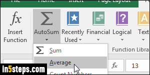 Calculate average of numbers in Excel - Step 4