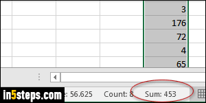 Calculate sum of numbers in Excel - Step 3