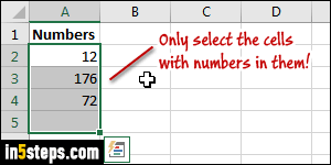 Calculate sum of numbers in Excel - Step 4