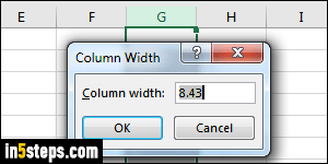 Change columns width in Excel - Step 1