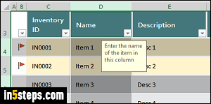Delete rows and columns in Excel - Step 1