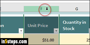 Delete rows and columns in Excel - Step 2