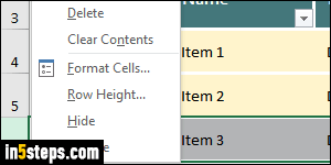 Delete rows and columns in Excel - Step 5