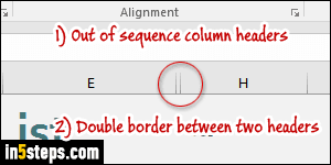 Show / hide columns and rows in Excel - Step 3