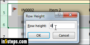 Show / hide columns and rows in Excel - Step 6