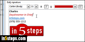Edit or create a signature in Outlook - Step 5
