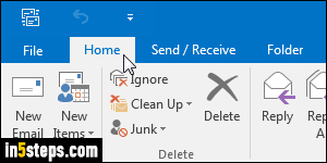 Show or hide Outlook ribbon - Step 1