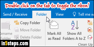 Show or hide Outlook ribbon - Step 4