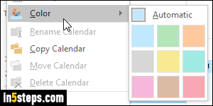 Change calendar color in MS Outlook - Step 6