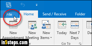 Change first day of week start in Outlook - Step 2