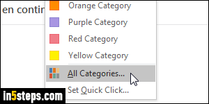 Customize Outlook category - Step 2