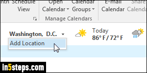 Customize weather in Outlook calendar - Step 5