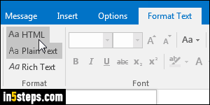 Enable rich formatting in Outlook - Step 2