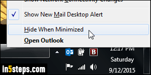 Minimize Outlook to tray - Step 4