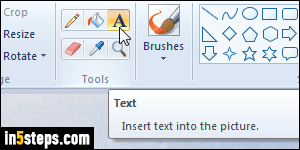 Add and change text color in MS Paint - Step 2