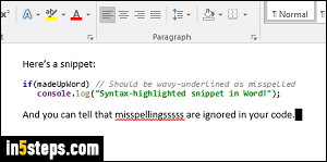 Add source code to a Word document - Step 5